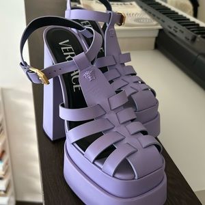Versace purple leather platforms 39.5